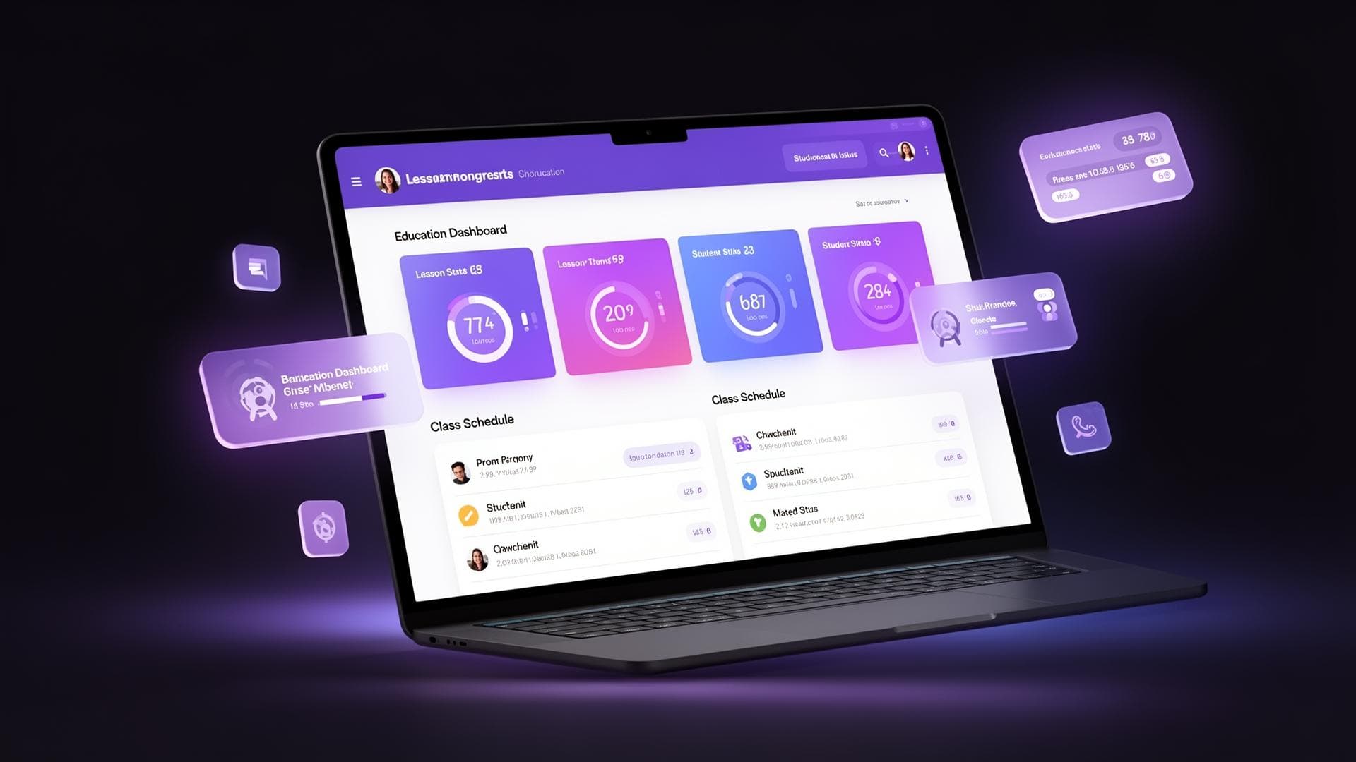 ESL Platform dashboard showing lessons, schedules, and student progress